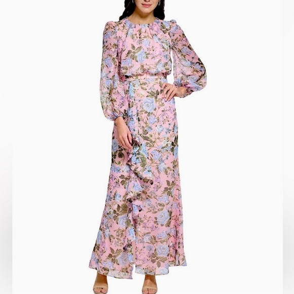 Eliza J Dresses & Skirts - Eliza J pink and blue floral blouston maxi dress